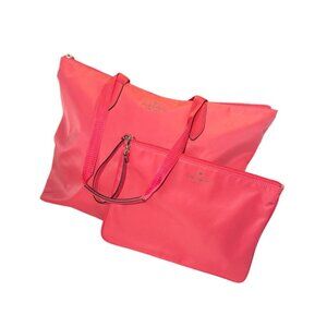 Kate Spade Mel Peach Nylon Packable Tote with Wristlet Pouch